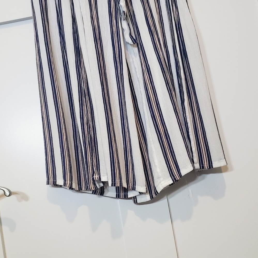 Simplee Viscose 100% Pants Wide Leg Striped Split Thigh High Tie Waist Sz Small - Picture 6 of 10